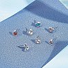 120Pcs Heart & Flower & Star & Square 304 Stainless Steel Ear Stud Components STAS-UN0026-39-3