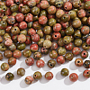  Natural Unakite Round Beads Strands G-NB0004-87A-1
