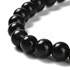 Natural Shungite Round Beaded Stretch Bracelets BJEW-NH0001-01A-2
