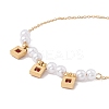 Square Cubic Zirconia Charm Bracelet with Acrylic Pearl BJEW-F396-20G-03-4