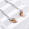 304 Stainless Steel Double-Sided Magnetic Heart Pendant Paperclip Chain Necklaces NJEW-U028-02RG-2