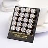 Flat Round 304 Stainless Steel Cubic Zirconia Stud Earrings EJEW-H306-35G-4mm-2