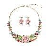 Flower Alloy Rhinestone Pendant Necklaces & Stud Dangle Earrings Sets FS-WGF8947-03-2