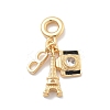 Brass Black Enamel European Dangle Charms KK-M305-19G-01-1