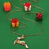 Christmas Deer 304 Stainless Steel Enamel Pendant Necklaces for Women FS-WG69B7B-01-3