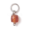 Natural Mixed Gemstone Faceted Cube Charms PALLOY-JF04818-3