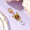 Natural Tiger Eye & Glass Seed Beaded Cat Pendant Decoration HJEW-MZ00157-03-1