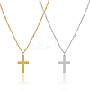 2Pcs 2 Colors 304 Stainless Steel Cross Pendant Necklace with Satellite Chains NJEW-FI0001-48-1