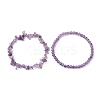 Chip & Round Natural Amethyst Beaded Stretch Bracelets for Women BJEW-JB10189-03-3