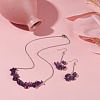 Natural Amethyst Chips Beaded Jewelry Set SJEW-JS01231-03-2