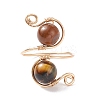 Round Gemstone Braided Open Cuff Ring X-RJEW-JR00491-5