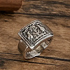 Rectangle with Bird & Flower Pattern Alloy Finger Rings FS-WGF2270-04-1