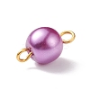Glass Imitation Pearl Connector Charms PALLOY-JF01881-02-4