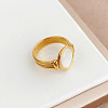 Retro Fashionable 304 Stainless Steel and Shell Finger Rings FS-WG8030D-01-2