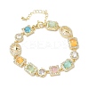 Brass Micro Pave Clear Cubic Zirconia Link Chain Bracelets for Women BJEW-C156-03G-5