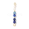 Faceted Round Natural Quartz Crystal & Lapis Lazuli & Kyanite Beaded Connector Charms PALLOY-JF03530-02-1