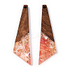Transparent Resin & Walnut Wood Pendants RESI-N039-70E-3