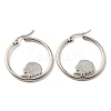 Non-Tarnish 304 Stainless Steel Hedgehog Beaded Hoop Earrings LS-EJEW-F320-02P-1