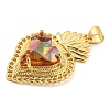 Rack Plating Brass Pendants ZIRC-L100-163G-01-2
