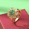 Snowflake Rotatable Open Cuff Rings for Women RJEW-R007-01G-2