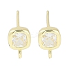 Brass Pave Clear Cubic Zirconia Stud Earring Findings KK-F875-01G-1