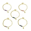 Brass Heart Charm Bracelets BJEW-JB13611-2