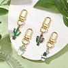 Cactus Alloy Enamel Pendant Decorations HJEW-JM02887-1