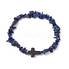 Natural Lapis Lazuli Chips Stretch Bracelets for Women Men BJEW-JB11341-07-2