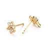 Brass Micro Pave Cubic Zirconia Stud Earrings Findings ZIRC-C027-14G-02-RS-2