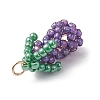 Glass Seed Beaded 3D Eggplant Pendants PALLOY-MZ00942-03-4