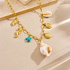 304 Stainless Steel Starfish Sea Horse Shell Shape Pendant Necklaces for Women NJEW-F347-01B-2