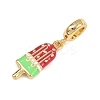 Brass Red Enamel European Dangle Charms KK-N271-38G-2