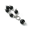 Natural Black Onyx(Dyed & Heated) Round Tassel Big Pendants PALLOY-JF03281-02-4