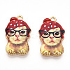 Printed Light Gold Tone Alloy Pendants ENAM-N056-208G-2
