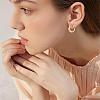 Crescent Moon Chunky Stud Earrings Half Hoop Earrings Open Oval Drop Earrings Teardrop Hoop Dangle Earrings Pull Through Hoop Earrings Statement Jewelry Gift for Women JE1089C-5