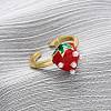 Brass Enamel Open Cuff Rings for Women RJEW-U057-19A-G-1