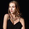 Alloy Curved Tube Black Cowhide Cord 3 Layer Necklaces for Women FS-WG33DA7-02-2
