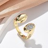 Brass Micro Pave Clear Cubic Zirconia Cuff Rings for Women RJEW-U041-01G-1