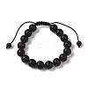 10mm Round Natural Black Onyx(Dyed & Heated) Braided Bead Bracelets BJEW-C067-01C-29-2