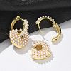 Rack Plating Brass Heart Dangle Hoop Earrings with ABS Imitation Pearl Beaded EJEW-R152-06G-3