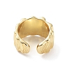 Brass Textured Open Cuff Rings for Women RJEW-D016-01G-3