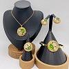 304 Stainless Steel & Cubic Zirconia & Cat Eye Pendant Necklaces & Stud Earrings & Rings & Bangles FS-WGBA184-03-1