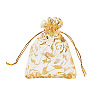 20Pcs Gold Stamping Rose Printed Organza Drawstring Bags OP-FP0001-01-3