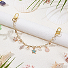 Alloy Enamel Starfish Shell Shape & Imitation Round Pearl Charm Brass Decorative Chains HJEW-ME00047-4