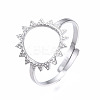 Non-Tarnish 304 Stainless Steel Sun Open Cuff Ring RJEW-T023-84P-3