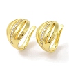 Brass Micro Pave Clear Cubic Zirconia Cuff Earrings for Women EJEW-I305-33G-1