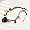 304 Stainless Steel & Acrylic Black Heart Pendant Bib Necklaces for Women NJEW-A063-04G-1