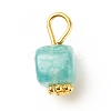 Natural Agate Cube Charms with Golden Tone Iron Loops PALLOY-JF01586-20B-2