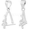 2Pcs Rhodium Plated 925 Sterling Silver Ice Pick Pinch Bails STER-BBC0006-42-1