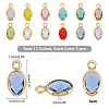 24Pcs 12 Colors Eco-Friendly Brass with Glass Pendants KK-FH0003-83-2